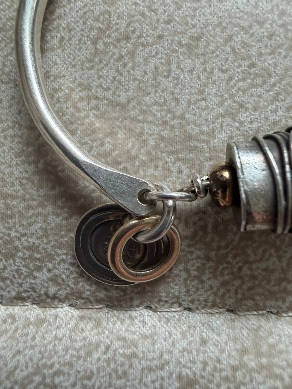 Vintage Sterling Silver 1984 Jabberwocky Wire Wrapped Artisan Bangle Bracelet
